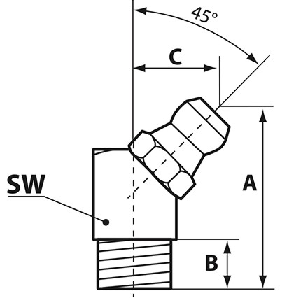Пресс-масленка угловая четырехгранная H2. Пресс-масленка угловая четырехгранная H2, схема