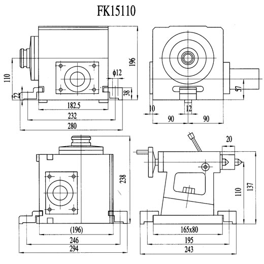 Головки делительные FK15-110, тип 6020, схема с размерами.