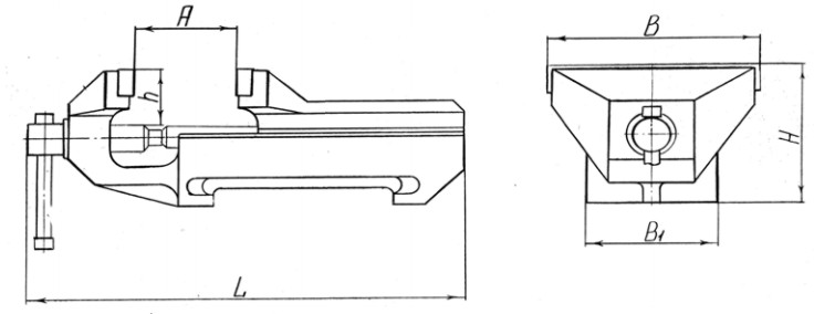 Тиски слесарные неповоротные тсч-250Н (Гомельский механический завод), схема.