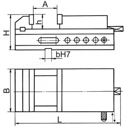 Тиски станочные неповоротные стальные БЗСП 7200-0209-05, схема.